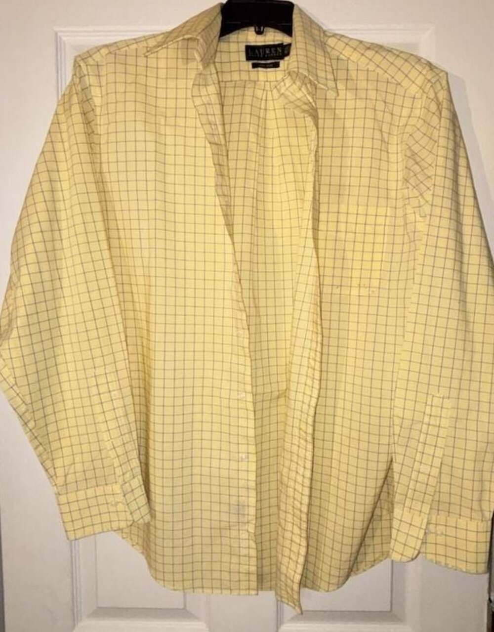 Lauren Ralph Lauren Non Iron Yellow Grid Check Button Up Dress Shirt